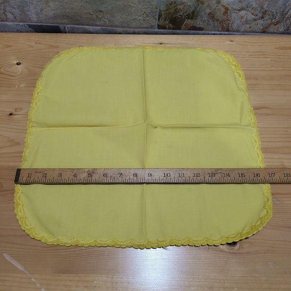 VTG Yellow Cotton Table Napkin Lace Trim Set of 6 - Picture 9 of 11